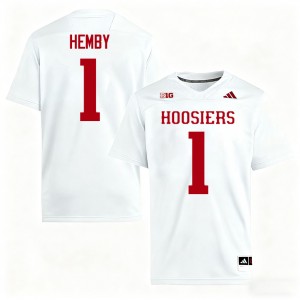 #1 Roman Hemby Indiana White Men's Jerseys Player College Football 736071-322