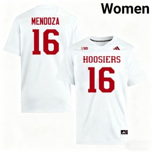 #16 Alberto Mendoza Indiana Hoosiers White Women's Jerseys Replica College Football 481937-475