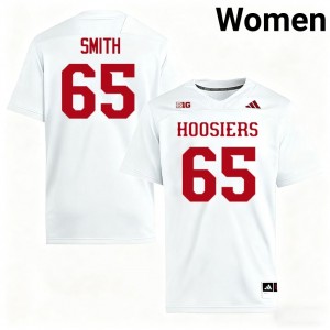 #65 Carter Smith Indiana Hoosiers White Womens Jerseys Embroidery College Football 497984-637