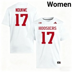 #17 Daniel Ndukwe Indiana Hoosiers White Women Jersey Embroidery College Football 870157-246