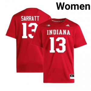 #13 Elijah Sarratt The Hoosier State Crimson Women Jerseys Embroidery College Football 705560-536