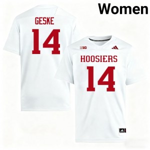 #14 Maverick Geske University of Indiana White Women Jersey Game College Football 960736-673
