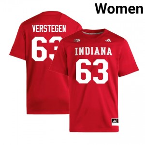 #63 Mitch Verstegen Indiana Crimson Women Jerseys Replica College Football 795851-586
