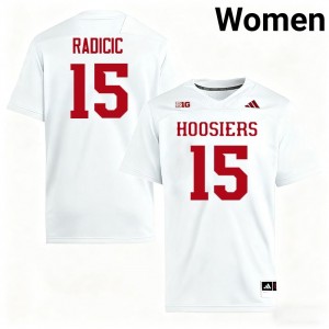 #15 Nico Radicic Indiana White Women Jerseys Stitched College Football 633783-881