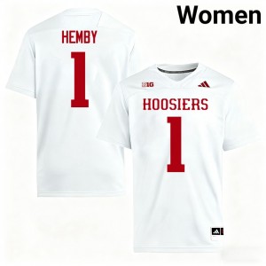 #1 Roman Hemby Indiana University White Women Jerseys Replica College Football 551471-818