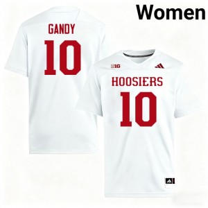 #10 Ryland Gandy Indiana Hoosiers White Women Jersey Limited College Football 916482-234