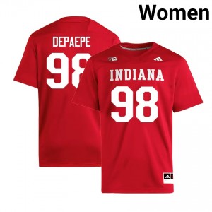 #98 William Depaepe Indiana Crimson Women's Jerseys Official College Football 767215-281