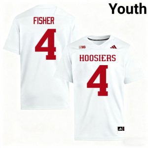 #4 Aiden Fisher Indiana White Youth Jersey Limited College Football 629636-728