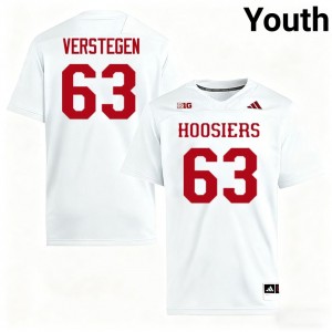 #63 Mitch Verstegen Indiana University White Youth Jerseys Embroidery College Football 195627-526