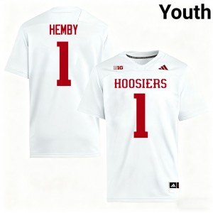 #1 Roman Hemby IU White Youth Jerseys Replica College Football 614593-692